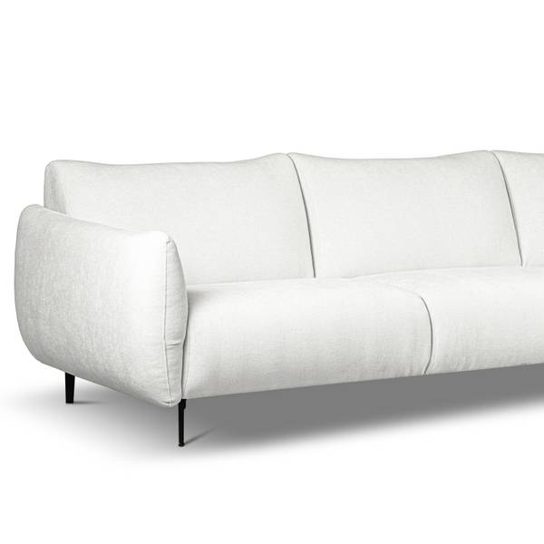 Ecksofa LESSLY mit Longchair Webstoff Stormy: Creme - Longchair davorstehend rechts