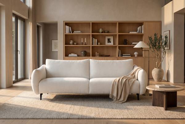 Divano a 3 posti LESSLY Tessuto Stormy: color crema