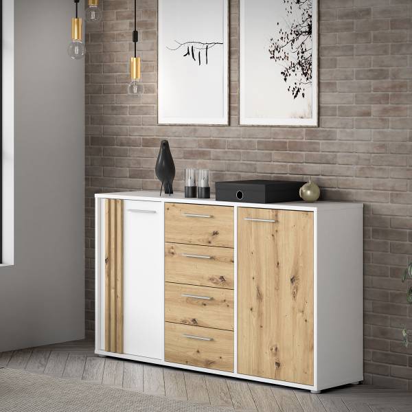 Dressoir Nadiza wit - Breedte: 143 cm