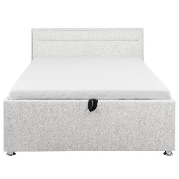 Letto imbottito Huddis Tessuto Genia: bianco - 120 x 200cm - Con rete a doghe & materasso - Materasso in spugna