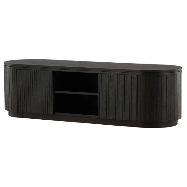 Furniertes TV-Lowboard Fjällbacka Eiche Schwarzbraun