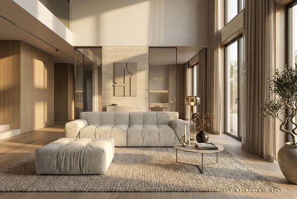 3-zitsbank LESCHER geweven stof Cieli: beige