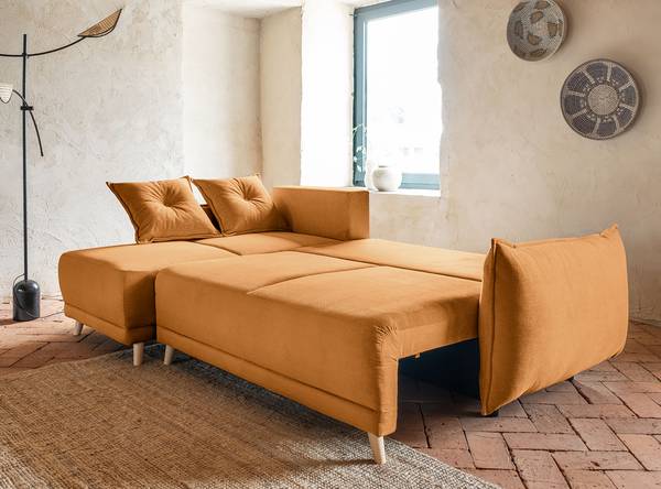Canapé convertible Panica avec accoudoir Velours côtelé Onika: Cuivre