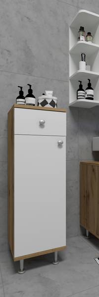Meuble bas Nilosi Imitation chêne / Blanc