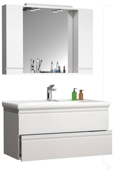 Badset Silora 2-teilig 100 cm Weiß
