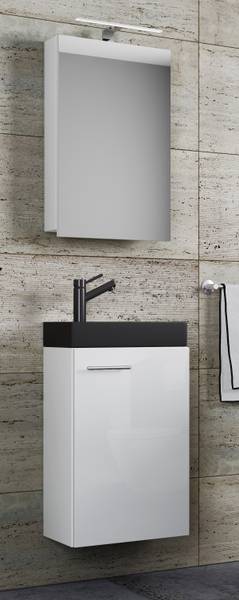 Set 2 mobili bagno Slito B Lavabo nero Bianco