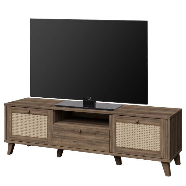 Tv-meubel Budhua donkere eikenlook/beige