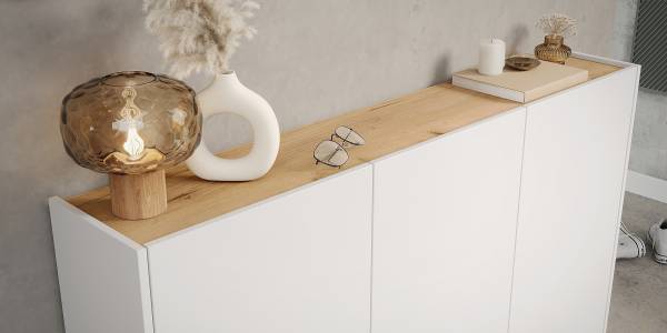 Halmeubelset Libbiano 2- delig - kast wit/Navarra eikenlook