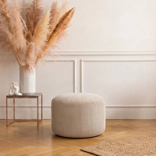 Sitzpouf ReLaX!BaG rund Cordstoff Fjella: Beige
