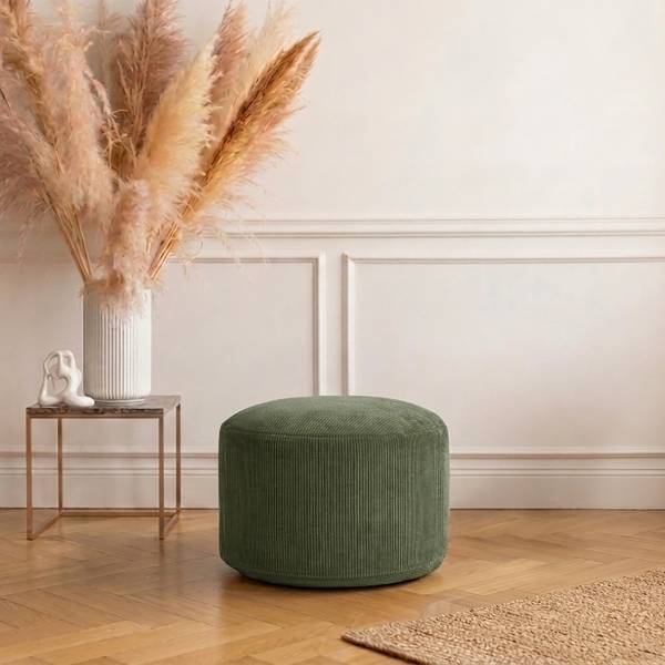 Sitzpouf ReLaX!BaG rund Cordstoff Fjella: Wintermoos