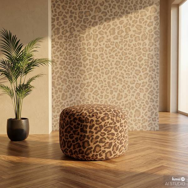 Pouf rond ReLaX!BaG LEO Microfibre motif léopard