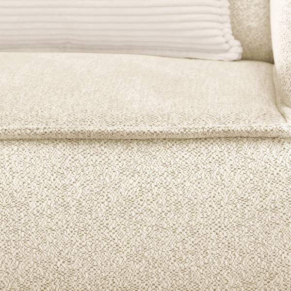 Ecksofa Ipari mit Longchair Chenille Raica: Wollweiß - Longchair davorstehend links