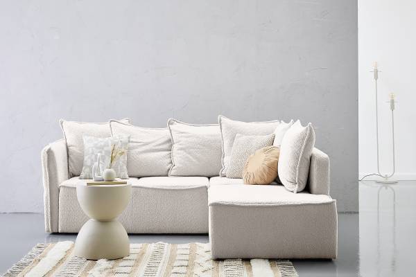 Divano letto angolare Langmad Beige - Bouclé - 233 x 72 x 193 cm