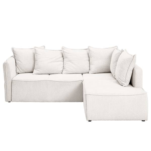 Divano letto angolare Langmad Beige - Bouclé - 233 x 72 x 193 cm