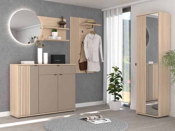 Set di 3 mobili Smidstrup Illuminazione inclusa - Basalto / Effetto rovere