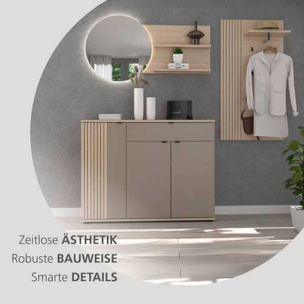 Set di 3 mobili Smidstrup Illuminazione inclusa - Basalto / Effetto rovere