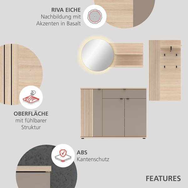 Set di 3 mobili Smidstrup Illuminazione inclusa - Basalto / Effetto rovere