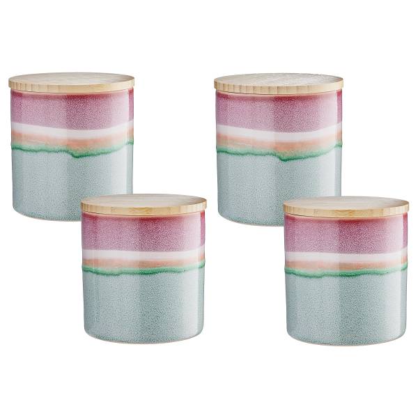 Voorraadpot MEDLEY steengoed - turquoise - Hoogte: 12 cm