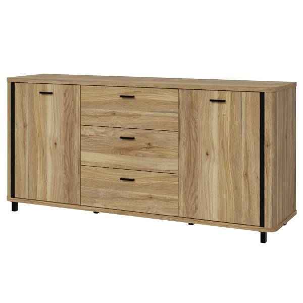Sideboard Ketaf Eiche Mauvella Dekor / Schwarz