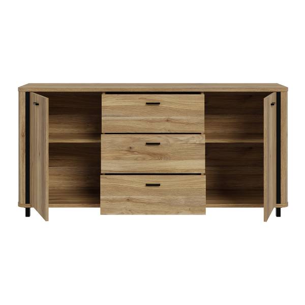 Sideboard Ketaf Eiche Mauvella Dekor / Schwarz