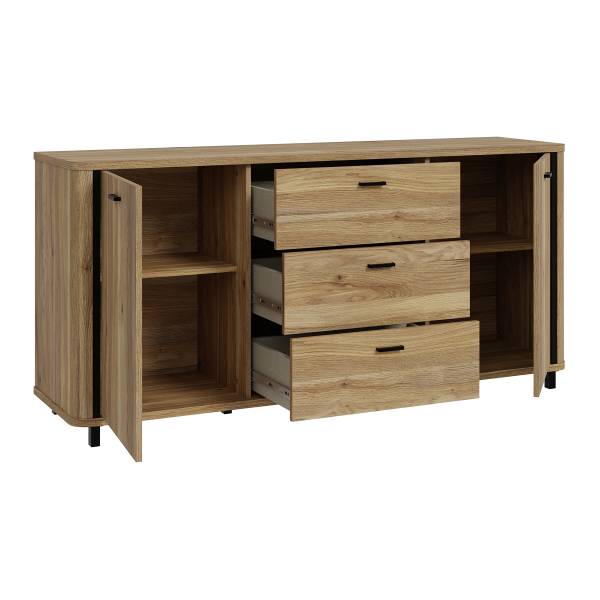 Sideboard Ketaf Eiche Mauvella Dekor / Schwarz