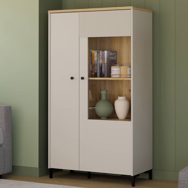 Highboard Riboo Kaschmir / Eiche Mauvella Dekor