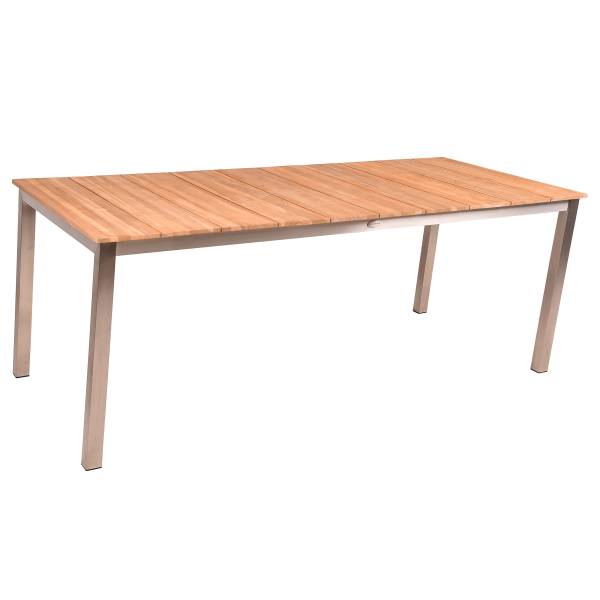 Sitzgruppe Dallas Denver 6-teilig B Braun - Silber - Teakholz - Edelstahl 18/10 - 190 x 86 x 300 cm