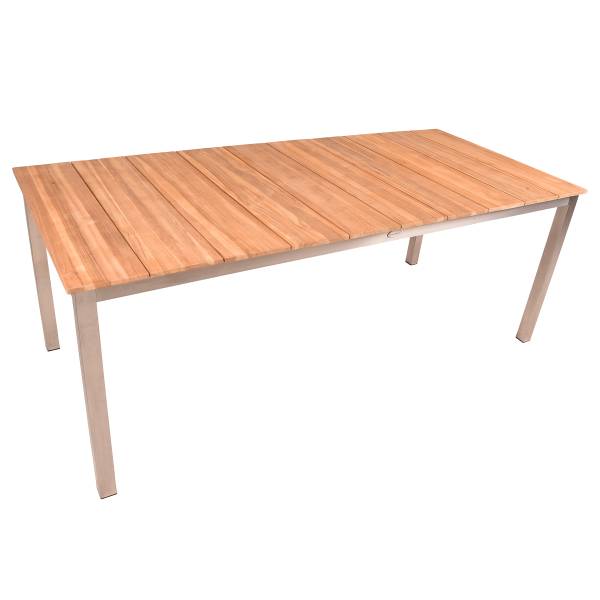 Sitzgruppe Dallas Denver 6-teilig B Braun - Silber - Teakholz - Edelstahl 18/10 - 190 x 86 x 300 cm