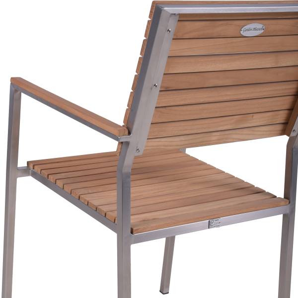 Sitzgruppe Dallas Denver 6-teilig B Braun - Silber - Teakholz - Edelstahl 18/10 - 190 x 86 x 300 cm