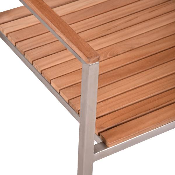 Sitzgruppe Dallas Denver 6-teilig B Braun - Silber - Teakholz - Edelstahl 18/10 - 190 x 86 x 300 cm