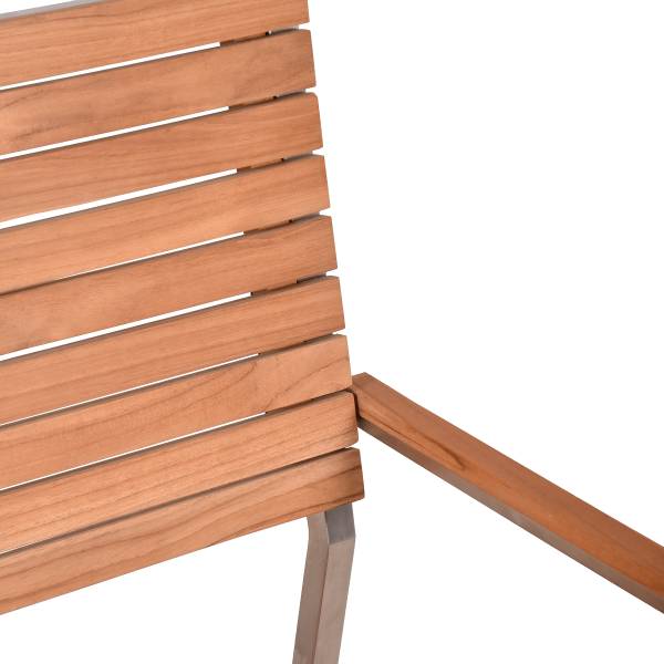 Sitzgruppe Dallas Denver 6-teilig B Braun - Silber - Teakholz - Edelstahl 18/10 - 190 x 86 x 300 cm