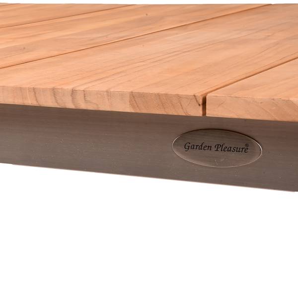 Sitzgruppe Dallas Denver 6-teilig B Braun - Silber - Teakholz - Edelstahl 18/10 - 190 x 86 x 300 cm