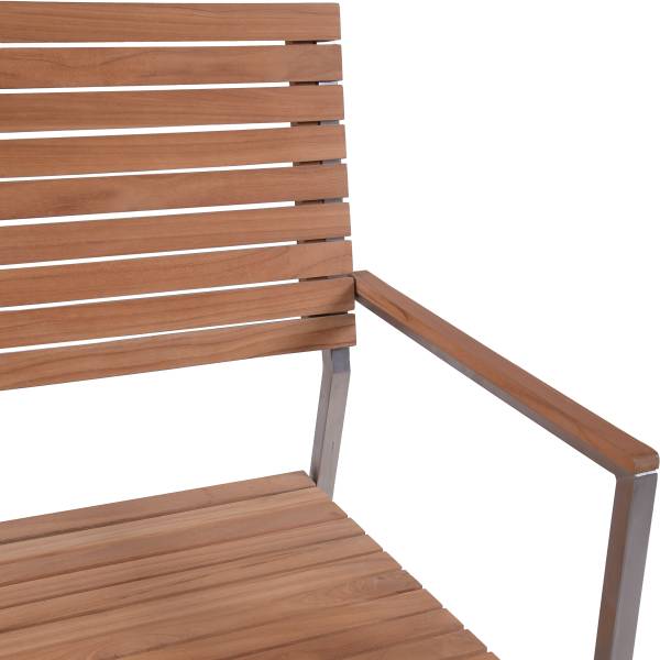 Sitzgruppe Dallas Denver 6-teilig B Braun - Silber - Teakholz - Edelstahl 18/10 - 190 x 86 x 300 cm