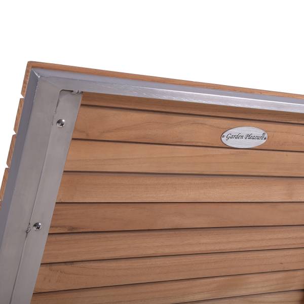 Sitzgruppe Dallas Denver 6-teilig B Braun - Silber - Teakholz - Edelstahl 18/10 - 190 x 86 x 300 cm