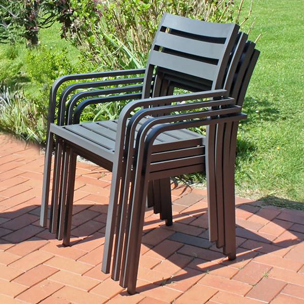 Gartenstuhl Treviso 4er-Set Grau - Aluminium - 55 x 88 x 63 cm