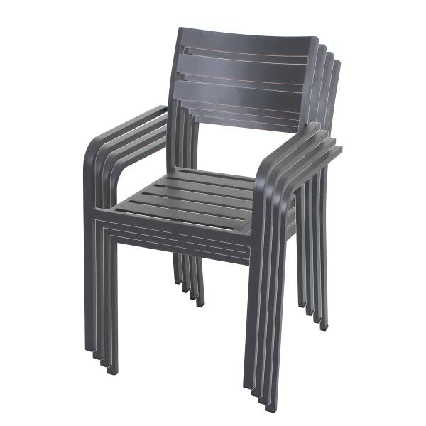 Gartenstuhl Treviso 4er-Set Grau - Aluminium - 55 x 88 x 63 cm