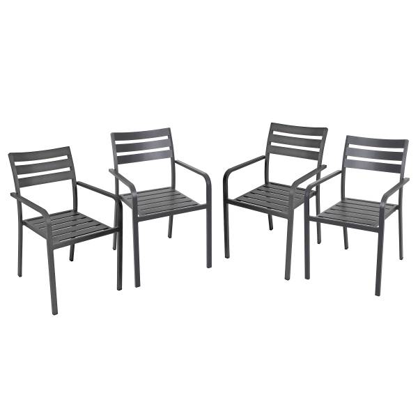 Gartenstuhl Treviso 4er-Set Grau - Aluminium - 55 x 88 x 63 cm