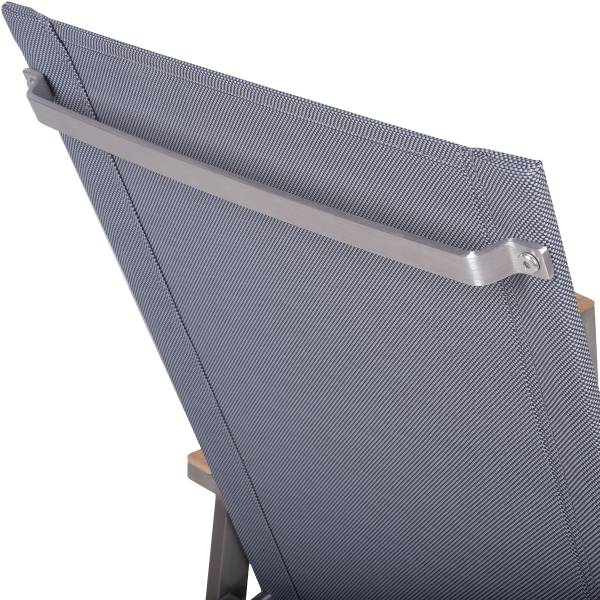 Stapelstuhl Pavia 2er-Set Braun - Grau - Silber - Polyester - Teakholz - Edelstahl 18/10 - 61 x 103 x 56 cm
