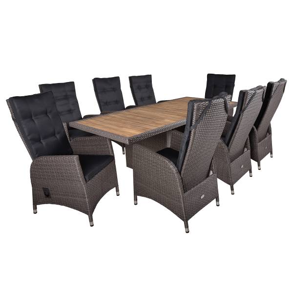 Sitzgruppe Braga 9-teilig Braun - Polyester - Akazie - Aluminium - 200 x 109 x 280 cm
