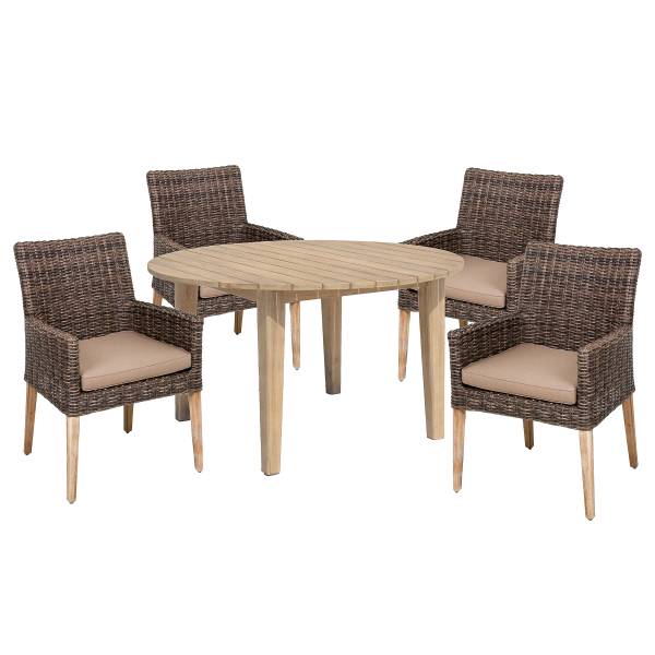 Sitzgruppe Norvell Arvada 5-teilig Braun - Polyester - Akazie - Aluminium - 210 x 89 x 210 cm