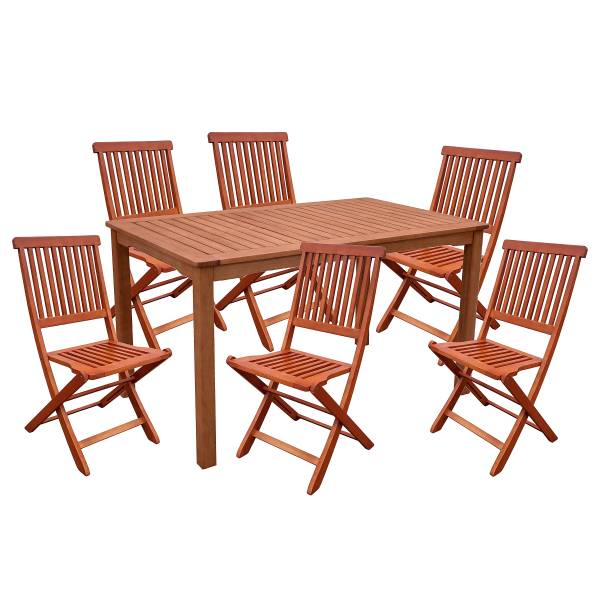 Sitzgruppe Angwin Pittsburgh 7-teilig Braun - Eukalyptus - 170 x 90 x 210 cm