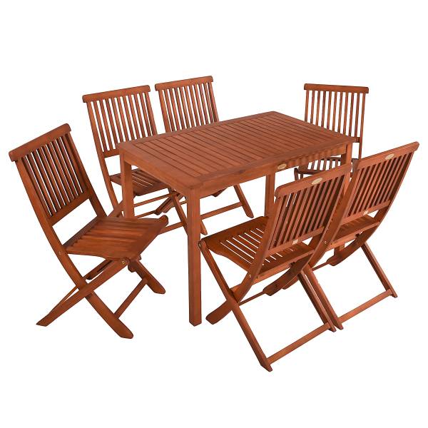 Sitzgruppe Angwin Pittsburgh 7-teilig Braun - Eukalyptus - 170 x 90 x 210 cm