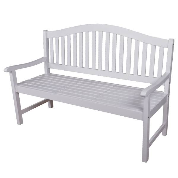 Gartenbank Singapur Weiß - Eukalyptus - 150 x 105 x 63 cm