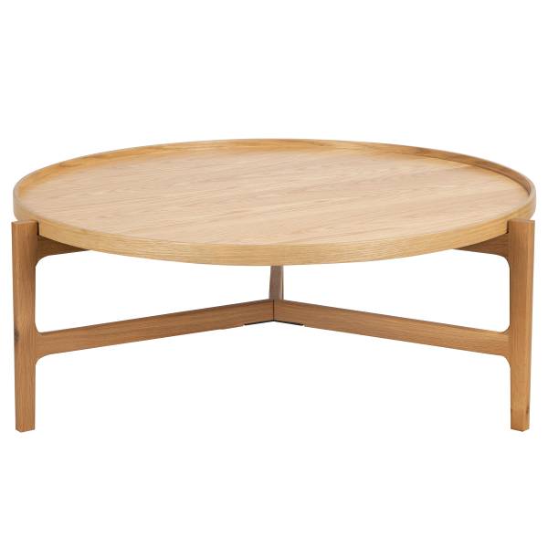 Table basse KLAWOCK 2 pièces Placage en bois véritable - chêne