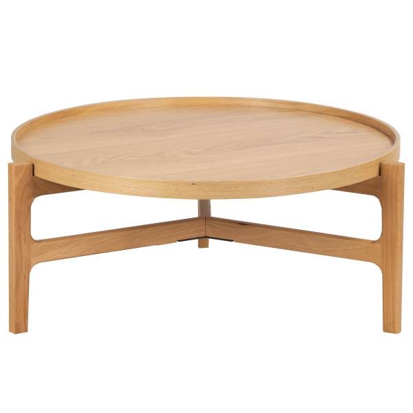 Table basse KLAWOCK 2 pièces Placage en bois véritable - chêne