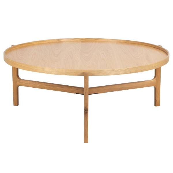Table basse KLAWOCK 2 pièces Placage en bois véritable - chêne