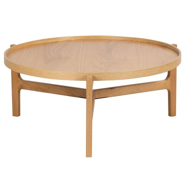 Table basse KLAWOCK 2 pièces Placage en bois véritable - chêne