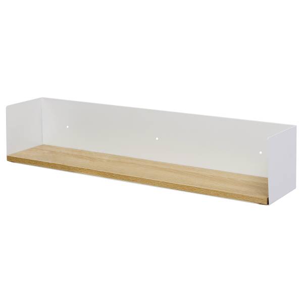 Étagère murale Beikou Type A 2 pièces Placage en bois véritable - sapin - Blanc