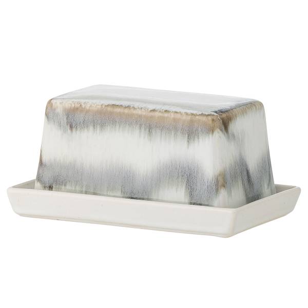Butterdose Paula Steingut - Grau - Ivory