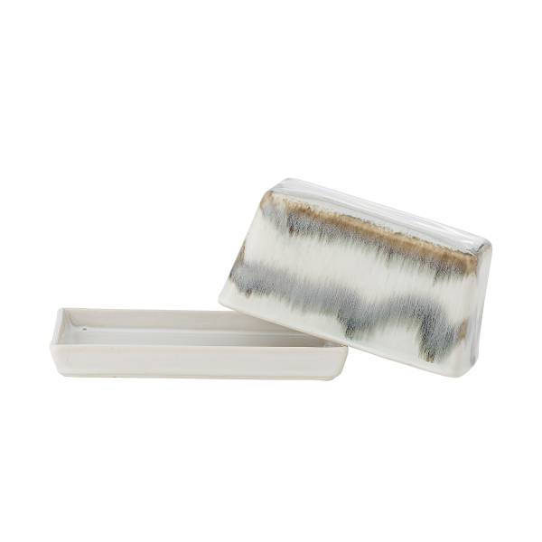 Butterdose Paula Steingut - Grau - Ivory